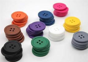 img 1 attached to 🖌️ Raydodo 50 PCS 25mm 1 Inch Craft Buttons - Large 4 Hole Round Sewing Buttons - Mixed Spray Colored Buttons for Scrapbooking and DIY Crafts (Each Color 5 Pcs)