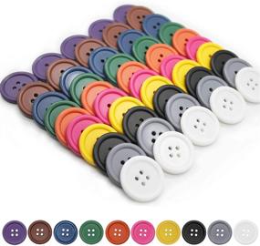 img 2 attached to 🖌️ Raydodo 50 PCS 25mm 1 Inch Craft Buttons - Large 4 Hole Round Sewing Buttons - Mixed Spray Colored Buttons for Scrapbooking and DIY Crafts (Each Color 5 Pcs)