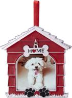 🐶 laraine metal dog picture photo frame with high definition glass display - 2.5x3.5 -table top home decorative christmas holiday gift (red ribbon) логотип