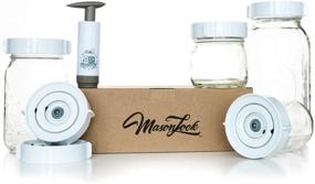 img 4 attached to 🥒 6-Pack Fermenting Kit: Premium Easy Wide-Mouth Waterless Airlock Fermenter Lids Set with Day & Month Tracker, Pump, & Guide - Farmhouse White. Ferment Sauerkraut, Pickles, Probiotics. Time Saver.