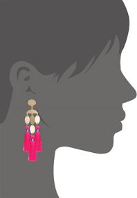 img 3 attached to 💃 Boho Chic Geometric Metal Earrings with Colorful Tassel Statement Dangles