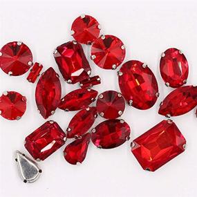 img 4 attached to 🧵 Sew on Rhinestones with Claws, Assorted Red Glass Rhinestones for Crafts, Costumes, Shoes, Jewelry Making, Rings, Bracelets, Earrings, Necklaces, Belts (Set of 20)