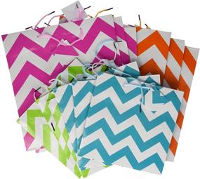 img 1 attached to 🎁 Chevron Gift Bag Assortment - 12 Assorted Sizes of Fun and Bright Gift Bags