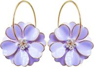 💎 navachi gold plated enamel flower crystal hoop earrings - 18k, 3cm diameter logo