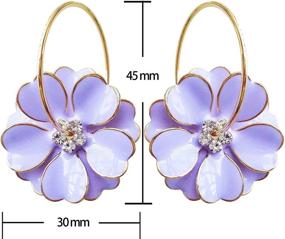 img 3 attached to 💎 Navachi Gold Plated Enamel Flower Crystal Hoop Earrings - 18k, 3cm Diameter