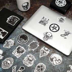 img 1 attached to 🖤 Gothic Sticker Pack: 250 Pieces of Black White Vinyl Punk, Horror Decals for Water Bottle, Laptop, Skateboard – Waterproof & Eye-Catching!