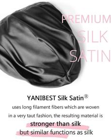 img 3 attached to 🎀 YANIBEST Silk Satin Sleep Cap - Adjustable Stay on Hair Bonnet with Silk Lining for Night Sleeping - Slouchy Beanie Hat