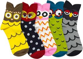 img 3 attached to Chalier Women's Fun Socks - Set of 5 Cute Animal Cat and Owl Patterned Novelty Socks - Perfect Gifts for Women