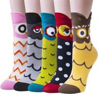 chalier women's fun socks - set of 5 cute animal cat and owl patterned novelty socks - perfect gifts for women логотип