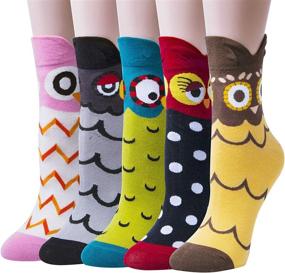 img 4 attached to Chalier Women's Fun Socks - Set of 5 Cute Animal Cat and Owl Patterned Novelty Socks - Perfect Gifts for Women