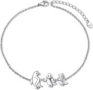 🐧 925 sterling silver penguin anklet: adjustable beach foot chain for women & girls - charming animal family jewelry, ideal birthday gift logo