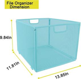 img 1 attached to 🗂️ Blue Mesh Hanging File Folder Box Organizer, Meshist Office Metal File Foldable Storage Crate for Letter Size Documents