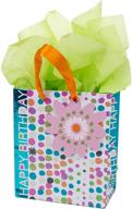 🎁 hallmark 6-inch birthday gift bag with tissue paper - bright dots design featuring a pink flower logo