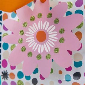 img 1 attached to 🎁 Hallmark 6-inch Birthday Gift Bag with Tissue Paper - Bright Dots Design featuring a Pink Flower