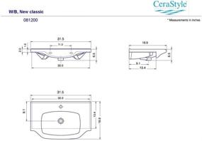 img 1 attached to 🚽 CeraStyle 081200-U Yeni Klasik Rectangular Ceramic Wall Mounted/Self Rimming Bathroom Sink in White - Optimized for SEO