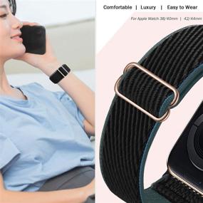 img 1 attached to LANGXIAN 3 Pack Nylon Elastic Strap Compatible With Apple Watch Bands