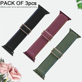 img 3 attached to LANGXIAN 3 Pack Nylon Elastic Strap Compatible With Apple Watch Bands