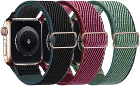 img 4 attached to LANGXIAN 3 Pack Nylon Elastic Strap Compatible With Apple Watch Bands