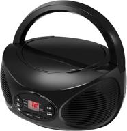 🔊 black bluetooth fm radio boombox and cd player with gpx portable design (bcb119b) logo