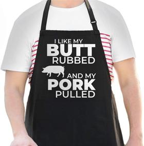 img 2 attached to Hilarious Men's Apron - I Like My Butt Rubbed And My Pork Pulled - Adjustable 🍖 1 Size Fits All - Poly/Cotton with 2 Pockets - BBQ Gift Apron for Father, Husband, Chef