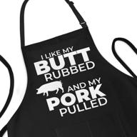 hilarious men's apron - i like my butt rubbed and my pork pulled - adjustable 🍖 1 size fits all - poly/cotton with 2 pockets - bbq gift apron for father, husband, chef logo