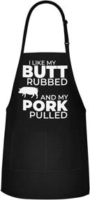 img 1 attached to Hilarious Men's Apron - I Like My Butt Rubbed And My Pork Pulled - Adjustable 🍖 1 Size Fits All - Poly/Cotton with 2 Pockets - BBQ Gift Apron for Father, Husband, Chef