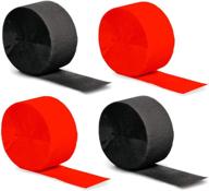 tim&amp;lin black and red crepe paper streamers - party streamer decorations for birthday, wedding, festival - 12 rolls, black red - party decoration supplies логотип