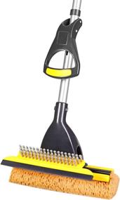 img 4 attached to 🧽 Yocada Sponge Mop for Home and Commercial Use - Ideal for Tile Floors, Bathrooms, Garages - Includes Squeegee and Extendable Telescopic Long Handle 41-53 Inches - Effortlessly Achieve Dry Wringing