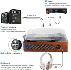 img 2 attached to Поворотный стол для винилового проигрывателя с 2 встроенными динамиками 3 скорости 3 размера