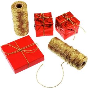 img 1 attached to 🎄 Gold Metallic Baker Twine for Christmas DIY Crafting - 2 Rolls of Present Wrapping Cord