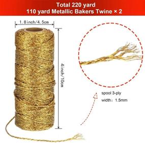 img 3 attached to 🎄 Gold Metallic Baker Twine for Christmas DIY Crafting - 2 Rolls of Present Wrapping Cord