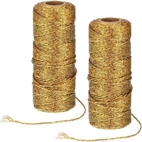 img 4 attached to 🎄 Gold Metallic Baker Twine for Christmas DIY Crafting - 2 Rolls of Present Wrapping Cord