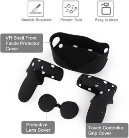 img 3 attached to 🔧 Enhanced VR Accessories for Oculus Quest 2 - Silicone Cover and Grip for Touch Controllers - Front Face Protector and Lens Cover - 3Pcs Set in Black