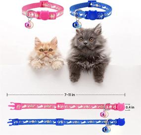 img 1 attached to 🐱 Adjustable 2 Pack Breakaway Cat Collars with Bell Pendant and Moon Pattern, Safe Kitten Collars for Girl and Boy Cats, Cute Starry Glow in The Dark Kitty Design