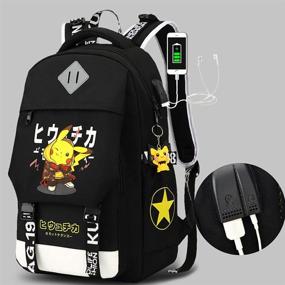 img 1 attached to 🎒 CUSALBOY Fashionable Computer School Backpack with USB Port, Travel Business Work Backpack in Black featuring Cartoon Luminous Pattern of Pikachu (Version 5)