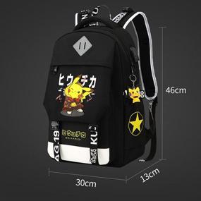 img 2 attached to 🎒 CUSALBOY Fashionable Computer School Backpack with USB Port, Travel Business Work Backpack in Black featuring Cartoon Luminous Pattern of Pikachu (Version 5)