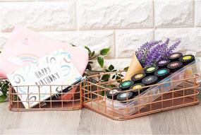 img 3 attached to Rose Gold Metal Storage Baskets, Copper Wire Organizer Set (2 Pieces)