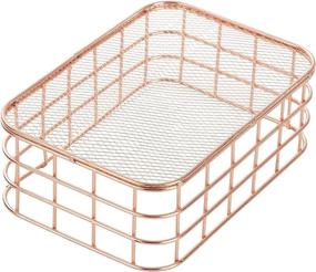 img 1 attached to Rose Gold Metal Storage Baskets, Copper Wire Organizer Set (2 Pieces)