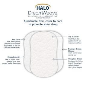 img 3 attached to 🛏️ HALO DreamWeave: Ultimate Comfort and Hygiene with Breathable Mesh BassiNest Mattress Replacement Pad - Conveniently Machine Washable - Hypoallergenic, Non-Toxic Materials - Size 30” x 18” x 1.3”