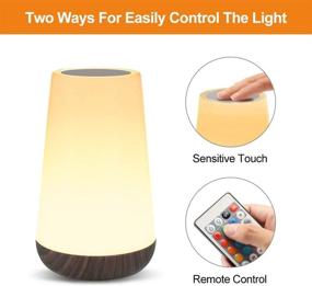 img 3 attached to Portable USB Rechargeable Bedside Lamp - Touch Night Light with Sensor, Remote Control, and Dimmable Warm White Light. 13 Colors RGB Table Lamp for Bedroom, Living Room, Office - Black Wood