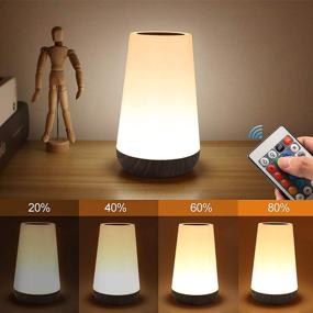 img 2 attached to Portable USB Rechargeable Bedside Lamp - Touch Night Light with Sensor, Remote Control, and Dimmable Warm White Light. 13 Colors RGB Table Lamp for Bedroom, Living Room, Office - Black Wood