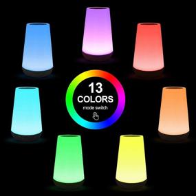 img 1 attached to Portable USB Rechargeable Bedside Lamp - Touch Night Light with Sensor, Remote Control, and Dimmable Warm White Light. 13 Colors RGB Table Lamp for Bedroom, Living Room, Office - Black Wood