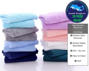 img 3 attached to SWEET DOLPHIN 16 Pack Soft Kitchen Dishcloths - Non-Shedding Lint-Free - Odor-Free Reusable Dish Towels, Premium Absorbent Coral Fleece Cleaning Wipes, No Water Mark (10 x 10 inch Square)