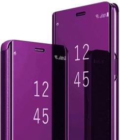 img 4 attached to Premium Purple PU Leather Mirror Flip Cover for Samsung Galaxy Note 20 Ultra 5G – Clear View, Kickstand, and Full Protection!