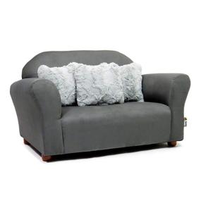 img 3 attached to 🛋️ Plush Children's Sofa with Accent Pillows in Charcoal/Grey - Keet