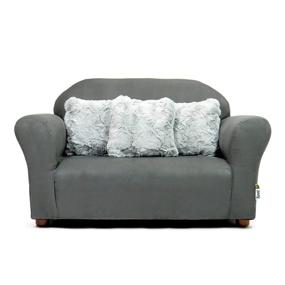 img 4 attached to 🛋️ Plush Children's Sofa with Accent Pillows in Charcoal/Grey - Keet