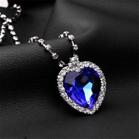 img 3 attached to HMOOY Titanic Heart of The Ocean Necklace: Stunning Silver Plated Blue Crystal Created Sapphire Pendant Jewelry for Mother's Day Gift