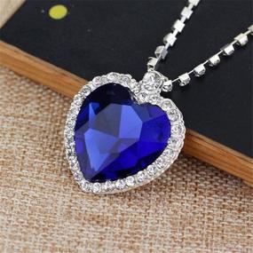 img 1 attached to HMOOY Titanic Heart of The Ocean Necklace: Stunning Silver Plated Blue Crystal Created Sapphire Pendant Jewelry for Mother's Day Gift