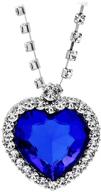 hmooy titanic heart of the ocean necklace: stunning silver plated blue crystal created sapphire pendant jewelry for mother's day gift logo