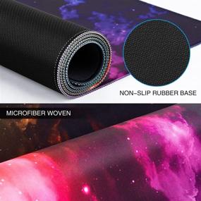 img 2 attached to 🖱️ Canjoy Gaming Mouse Pad, XXL Extended Mouse Mat with Non-Slip Base and Stitched Edge, Big Computer Keyboard Desk Pad for Home Office Work and Gaming, 31.5x15.7x0.12inch (Colorful Aurora)